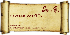 Szvitek Zalán névjegykártya